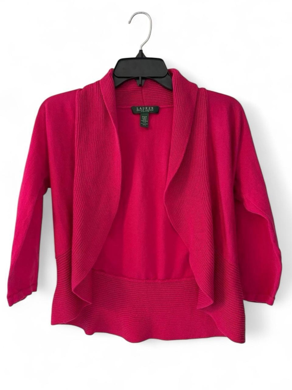 Ralph Lauren Hot Pink Open-Front Shawl-Collar Cardigan